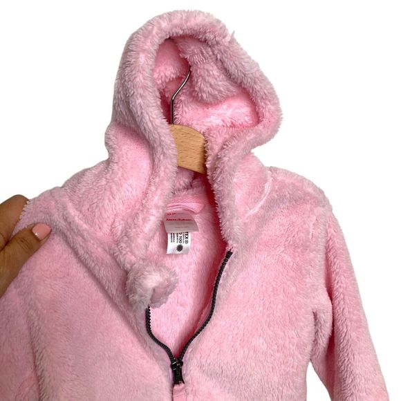 Hanna Andersson Size 2T 85 cm Baby Jacket In Marshmallow Coat Pink Hoodie - Picture 6 of 11